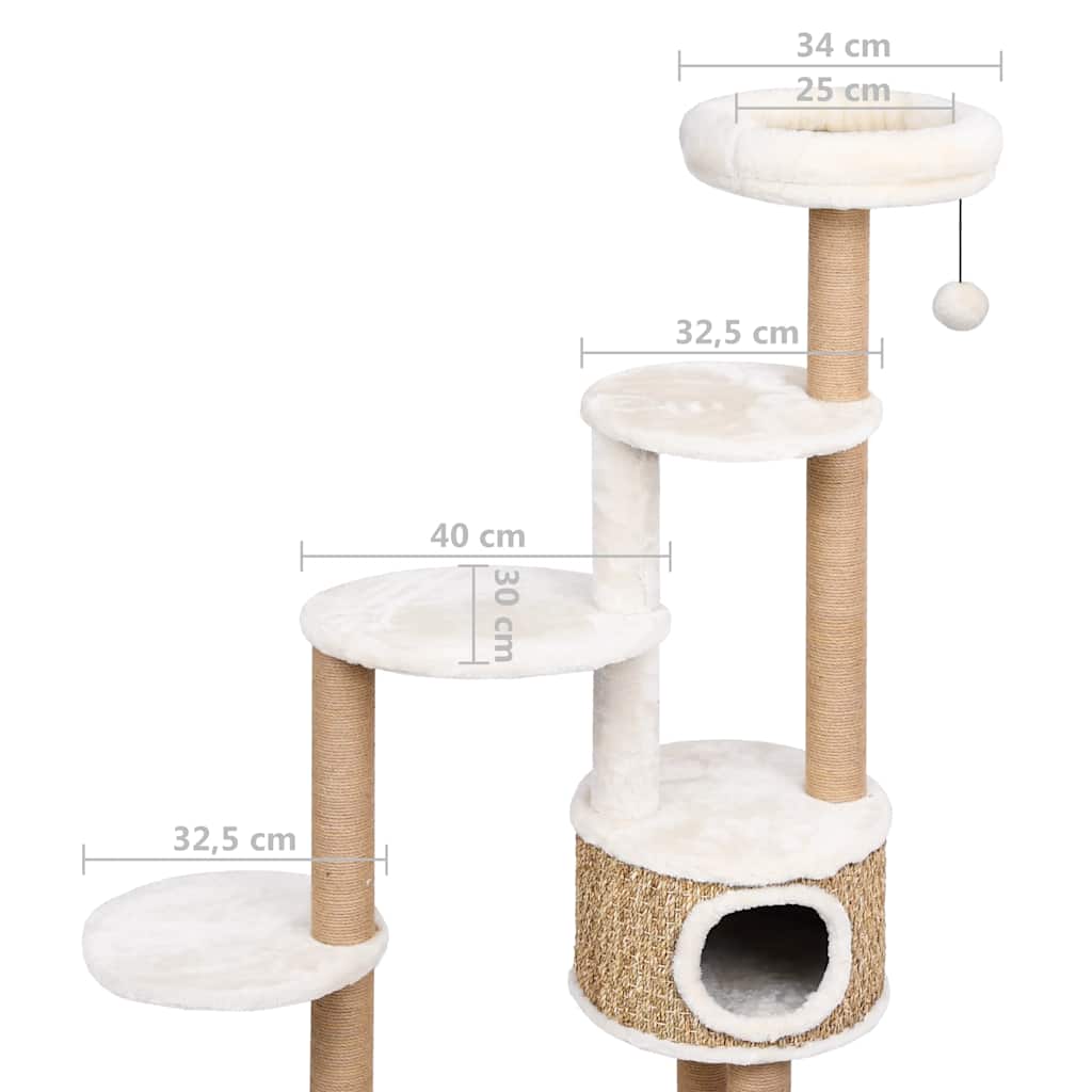 “148 cm Luxe Kattenboom met Zachte Kussens & Krabpalen – Multi-Level Speel- & Rustplek”