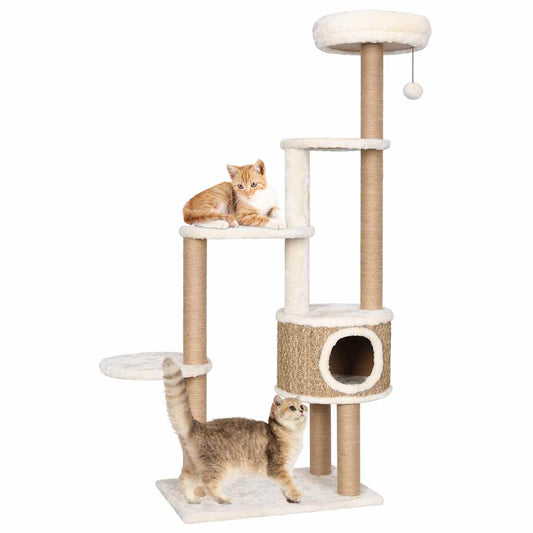 “148 cm Luxe Kattenboom met Zachte Kussens & Krabpalen – Multi-Level Speel- & Rustplek”